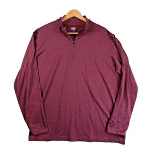 Lands' End Burgundy space dye 1/4 Zip long sleeve shirt Oeko-Tex Performance 2XL